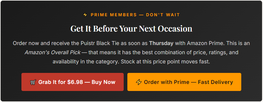 Amazon Prime Offer for Puistr Black Tie